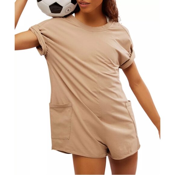 Free People Movement Hot Shot Romper Mocha Latte Small Medium - Picture 8 of 16